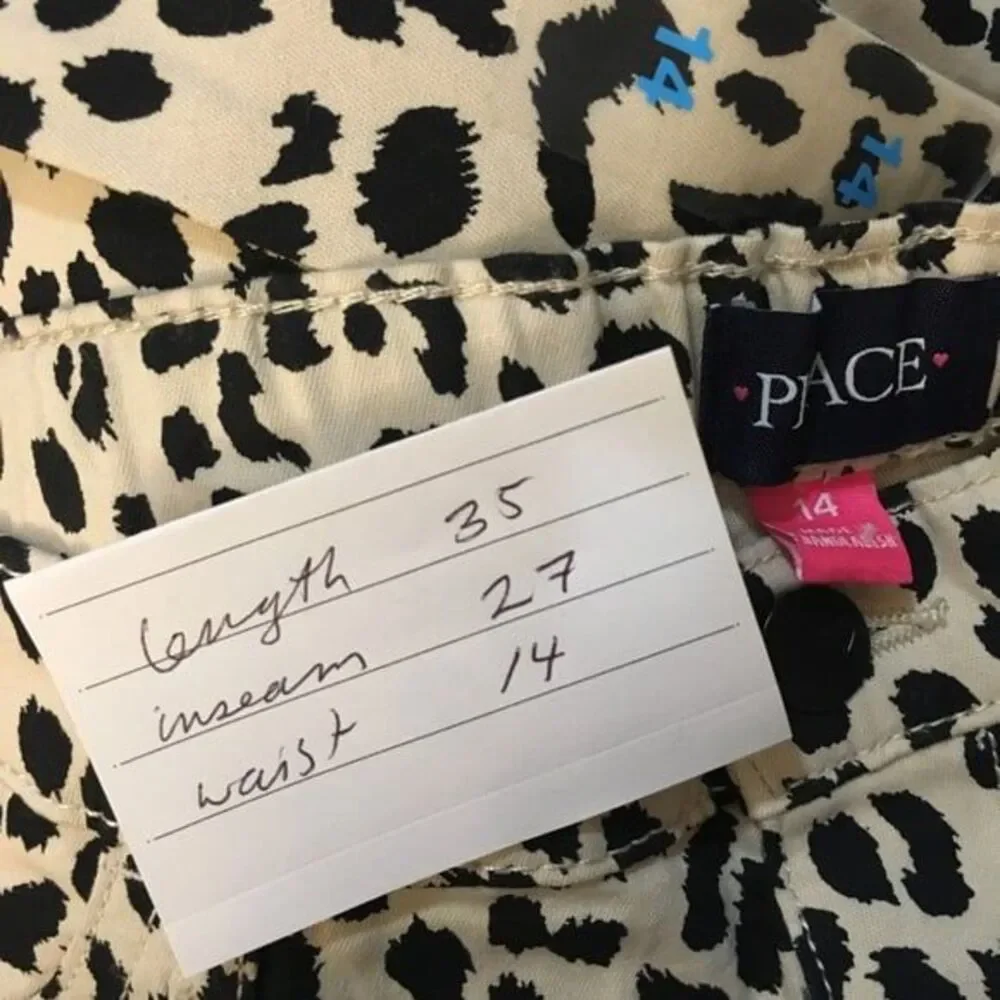 Children’s Place Sz 14 Skinny Leg Pants Animal Print Cheetah Beige 14 x 38 NEW